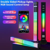 ▲✾ 3D RGB Pickup Lights LED Sound Control Light Double Sided LED Music Rhythm Atmosphere LAMP APP Control For Gaming Desktop Decora