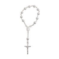 Baby Pearl Baptism Communion ของขวัญคาทอลิกสำหรับ Cross Finger Chain Mini Rosary Gold Silver สำหรับ Cross สร้อยข้อมือสำหรับ