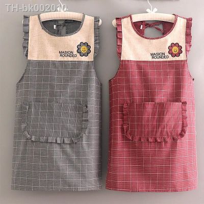 ✤ Pure Cotton Korean Home Cooking Apron Womens Waistcoat Coverall Sleeveless Kitchen Oil-proof Work Clothes Wear-resistant New