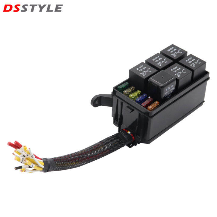 DSstyles Automotive Fuse Relay Box Prewired 12V Waterproof Relay Fuse ...