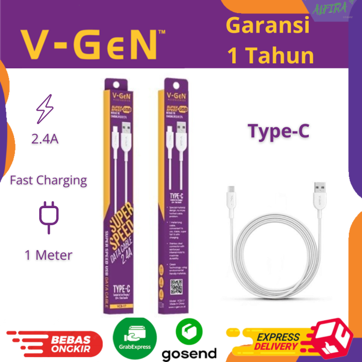 Vgen Kabel Data V Gen Type C Vcb Fast Charging A Meter Garansi