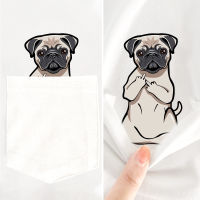 CLOOCL Funny 100 White Cotton T-Shirt Fashion Pocket Pug Dog T-shirt Casual Style T-Shirt Short Sleeve Tees Hip Hop Tops