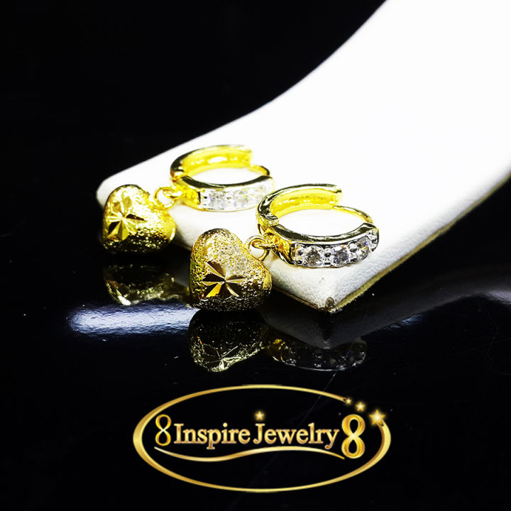 inspire-jewelry-ต่างหูห่วงเพชรสวิส-ห้อยหัวใจตุ้งติ้ง-น่ารักมาก-งานจิวเวลลี่-gold-plated-diamond-cloning-silver