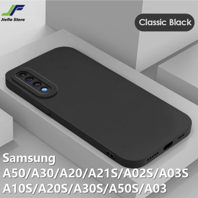 เคสโทรศัพท์ซิลิโคนเหลว JieFie สำหรับ Samsung A50 / A30 / A20 / A10S / A20S / A30S / A50S / A21S / A02S / A03S/A03แฟชั่นสีสันสดใสนุ่มป้องกันกล้องฝาครอบโทรศัพท์ TPU กรอบสี่เหลี่ยม