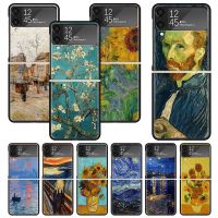 Van Gogh oil Art Painting Print Case For Samsung Galaxy Z Flip 3 4 5G Black Hard Cell Phone Shell ZFlip3 Flip4 Clear PC Pattern Drawing Painting Suppl