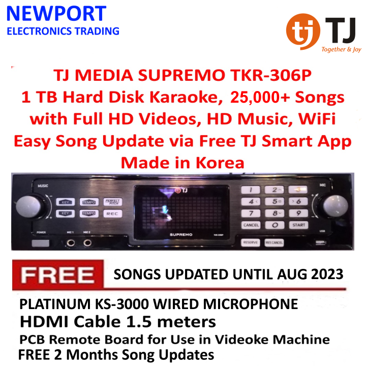TJ Media Supremo TKR306P 1 TB Hard Disk Karaoke with 25000 English and