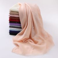 New two smoke should TR cotton and linen hot drill nail bead scarf hui fabric Malay Muslim scarf fabric my hijab