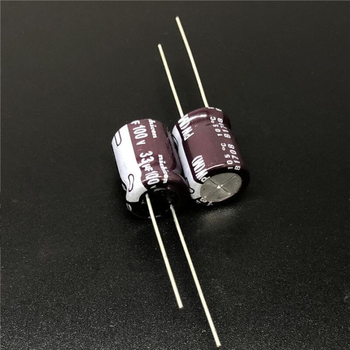 10pcs-100pcs-33uf-100v-nichicon-pw-series-10x12-5mm-low-impedance-long-life-100v33uf-aluminum-electrolytic-capacitor