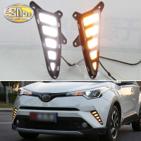 SNCN 2ชิ้น12โวลต์รถ DRL LED Daylights สำหรับโตโยต้า C-HR CHR 2017 2018 2019สีเหลืองสัญญาณไฟเลี้ยวเลี้ยวสำหรับวิ่งกลางวัน12โวลต์ไฟตัดหมอกอัตโนมัติ12โวลต์