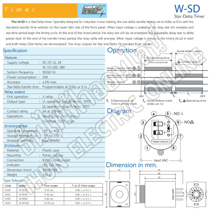 wip-star-delta-timer-รุ่น-w-sd30-30s-220vac-timer-สตาร์เดลต้าไทม์เมอร์-ใช้ในการสตาร์ทมอเตอร์-ของแท้-100-ธันไฟฟ้าออนไลน์