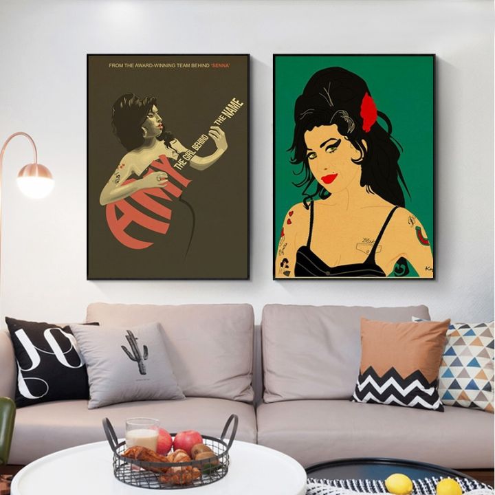 โปสเตอร์และภาพพิมพ์นักร้องเพลง-amy-winehouse-มีชื่อเสียงโปสเตอร์วินเทจผ้าใบวาดภาพสติ๊กเกอร์ติดผนังการตกแต่งภาพวาดศิลปะติดบ้าน