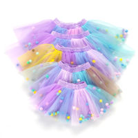 2022 New Arrival Infant Mulity Colorful Tulle Tutu Skirt Pom Pom Princess Mini Dress Children Clothing tiskirt Girl Clothes