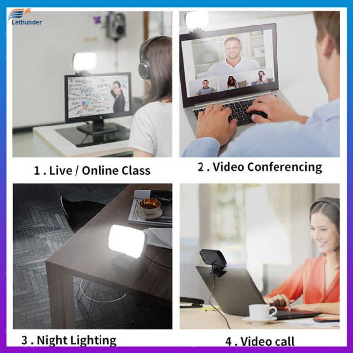 การประชุมทางวิดีโอเติมแสงปรับโคมไฟถ่ายภาพแบบพกพาโน๊ตบุ๊คออนไลน์-live-light