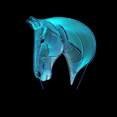 3D visual horse head Led lamp Multi-colored Acrylic Light Creative gift Home Furnishing 7 color change