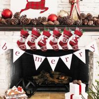 Christmas Socks Red Snowflake Gifts Candy Bag Christmas knitting Stocking Christmas Tree Pendant Decorations For Home Xmas Gift