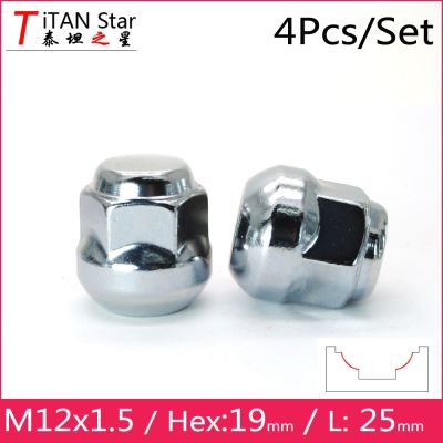 (JIE YUAN)4ชิ้น M12x1.50 OEM OE สต็อกล้อโรงงานขอบเอคอร์นบอลที่นั่งล๊อต25มม1.5 Hex19mm สำหรับ Honda Accord Fit City XRV Acura