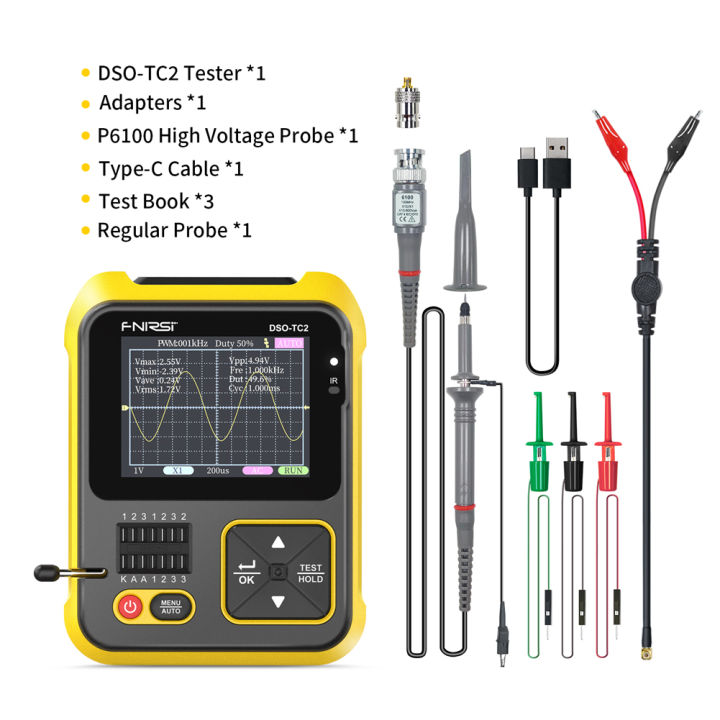 200khz-bandwidth-portable-handheld-oscilloscope-transistor-tester-digital-oscilloscope-2-in-1-testing-tool-pwm-square-waves-output-2-4-i-nch-color-display-with-backlight-multifunctional-oscilloscope