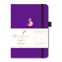 A5 FOX Dotted Notebook Dot Grid Journal Purple Harcover 160Gsm Paper Note Books Pads