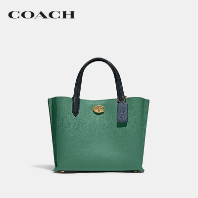 COACH กระเป๋าทรงสี่เหลี่ยมผู้หญิงรุ่น Willow Tote 24 In Colorblock สีเขียว C8561 B4VJ7