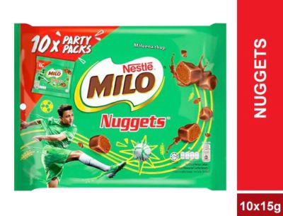 Nestle Milo Nuggets ไมโลนักเก็ต ห่อใหญ่มี10ห่อเล็ก ช็อคโกแลตนักเก็ต ไมโลเคลือบช็อคโกแลต Milo Nuggets Chocolate ไมโล ขนม