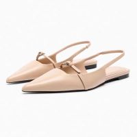 za.raˉsummer new womens shoes back empty flat heel sandals design sense niche pointed slingback flat shoes fashion sandals