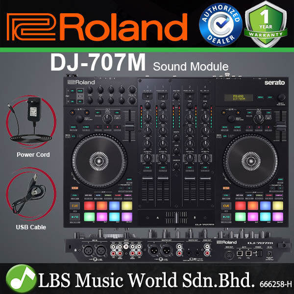 Roland DJ707M 4 Channel Serato DJ Controller with Turntable, Drum
