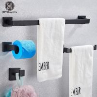 Black Bathroom Hardware Set Wall-mounted Stainless Steel Clothes Hook Toilet Paper Holder Towel Bar Kitchen Facilities