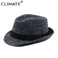 CLIMATE Mens Fedora Hat Solid Gentry Gentleman Hat Jazz Casual Formal Hats For Man Polyester Woolen Mens Fedoras Fedora Hat Cap