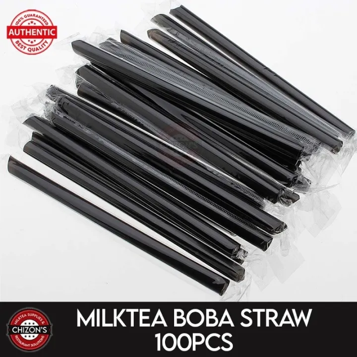 Milktea Boba Straw Black 23 cm 100pcs Milk tea supplies package set Lazada PH
