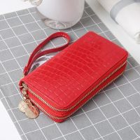 Dompet panjang wanita dompet wanita dompet koin rumbai tempat kartu dompet Clutch kulit Pu ritsleting ganda tas telepon uang mewah