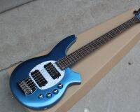 Factory sales 5-string electric bass metal blue piano body white guard black pickup can be customized.