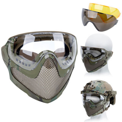 เพนท์บอลป้องกันหน้ากากป้องกันหมอกแว่นตาเต็มใบหน้าหมวกกันน็อกอย่างรวดเร็วหน้ากากกับสีดำ / สีเหลือง / เลนส์ยุทธวิธี CS ยิงอุปกรณ์