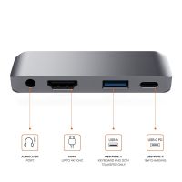 【2023 NEW】 The Auto Zone 4 In 1 USB C HUB Type C ถึง4พัน HDMI USB3.0 PD 60วัตต์ชาร์จเสียง Pro 2018/2019 Macbook Pro Galaxy S9 USB HUB 3 0