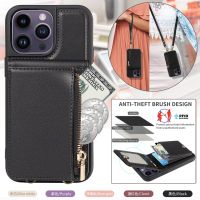 Leather Lanyard Zipper Wallet CardS Phone Case For for iPhone 14 Plus 13 Pro 12 11 XS Max XR X SE 2022 8 7 6 6S Flip Stand Cover