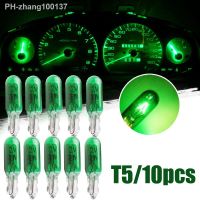 10Pcs Green W2W T5 Halogen Bulbs Car Dashboard Dash Panel Gauge Halogen Lamp Bulbs 12V Accessories Universal For Car Auto SUV