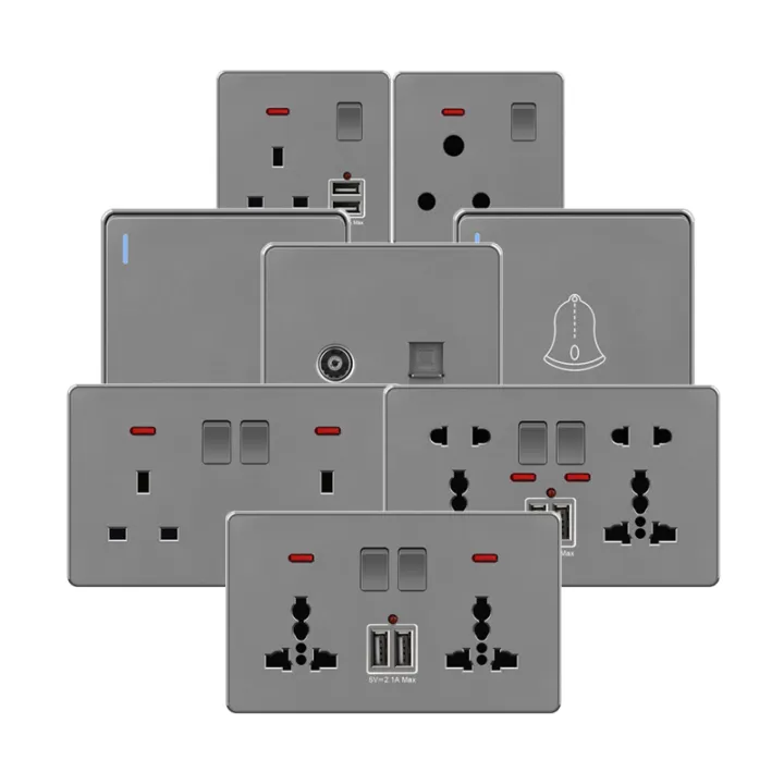 LSG 86 Type Grey panel wall switch 1/2 gang 3 way household wall light switch PC flame retardant