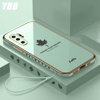 YBD เคสโทรศัพท์ชุบโลหะขอบตรง,สำหรับ Huawei P30 Pro P30 Lite P20 Pro P20 Lite P40 Pro เคสป้องกันกล้องที่แม่นยำฝาครอบลายใบเมเปิ้ลพร้อมสายคล้องฟรี