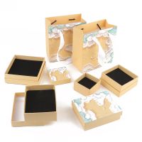 1pcs Gold Cardboard Jewelry Set Gift Box Ring Necklace Bracelets Earring Gift Packaging Boxes With Sponge Inside Rectangle