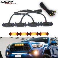 iJDM 4pc Set ed Lens Amber white Front Grille Lighting Kit For 2016-up Toyota Tacoma wTRD Pro Grill ONLY, Includes