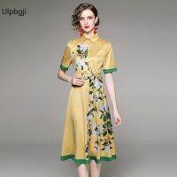 Fashion All-Match Waist Slimming Positioning Printed Short-Sleeved Dress (with Belt)