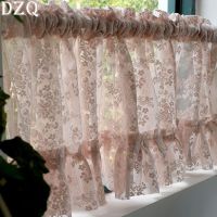 【YD】 Korean/Japanese Pink Short Curtains Korea Pastoral Flowers Half for Valance  A358