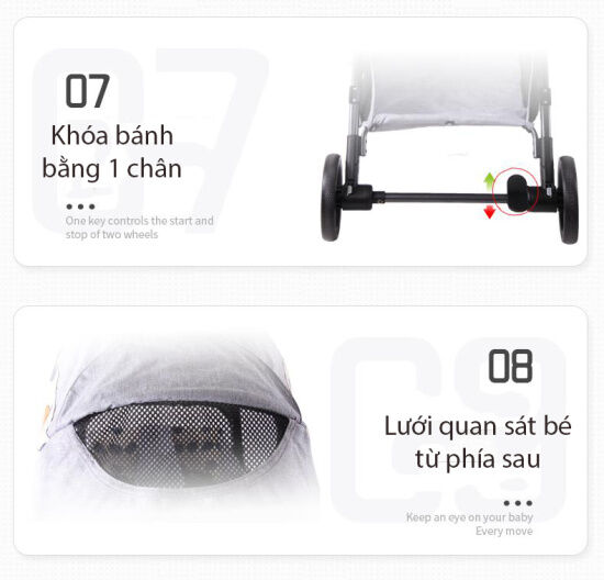 Hcmthiết kế đức xe đẩy 2 chiều gấp gọn 3 tư thế siêu nhẹ nhãn hiệu fly với - ảnh sản phẩm 4