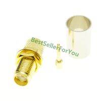 SMA female jack bulkhead nut crimp for RG5 RG6 5D-FB LMR300 Coaxial cable straight RF Connector