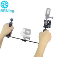 ◕ Dual handheld Diving Tray Holder Kit for GoPro HERO 11 10 9 8 7 6 5 YI SJCAM Action Camera 1 Ball Head Adapter Butterfly Clamp