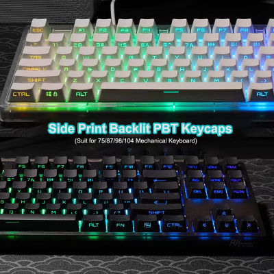 133 Keys RGB Backlit PBT ข้อความเหมือนกับ OEM รายละเอียดด้านข้างพิมพ์ S Hine ผ่านปุ่มกดสำหรับ Gateron เชอร์รี่ MX สวิทช์แป้นพิมพ์กล