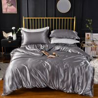 High End Queen Duvet Cover Set Silky Soft Cozy King Size Bedding Set Luxury Polyester Satin Smooth Single Double Bedding Sets
