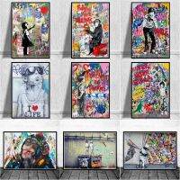 Banksy Artwork Abstract Canvas Posters and Prints Funny Monkeys Graffiti Street Art Wall Pictures for Modern Home Room Decor Wall Décor