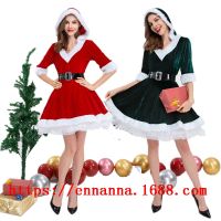 ♗▫ Christmas V-neck dress wholesale European and American Christmas costumes Christmas costumes adult womens new