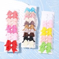 10Pcs/Set Grosgrain Ribbon Kids Bows Hair Clips For Cute Girls Boutique Solid Bowknot Hairpin Barrette Headwear Hair Accessories