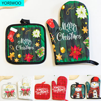 【cw】2pcs Xmas Baking Anti-Hot s Pad Oven Kitchen Mat New Year Navidad Merry Christmas Decorations For Home 2021 Party Supplies